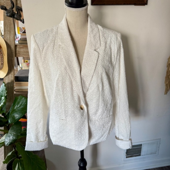 Women's Draper James Eyelet Textured Notch Lapel Blazer Jacket XL - Picture 6 of 8